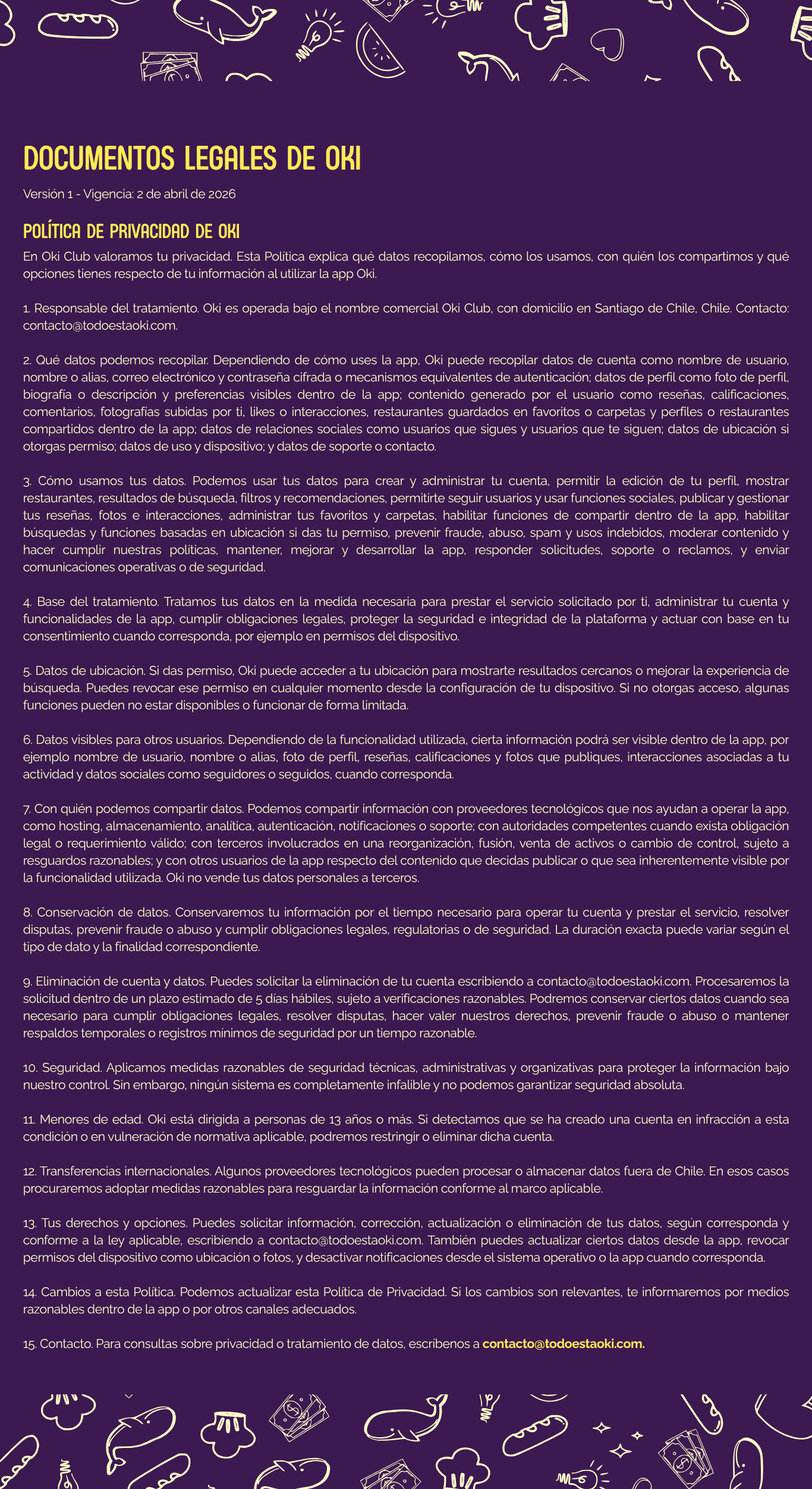 Politica de privacidad de Oki